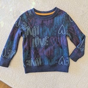 Cat & Jack Blue LOVE print crew neck sweatshirt. Size 3T